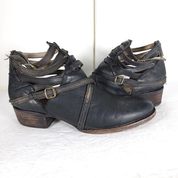 Freebird By Steven Women's Stair US8M Distressed Brown Leather Strappy Booties - Picture 8 of 12